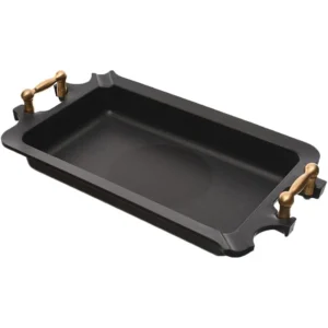 ماهیتابه مستطیل دسته برنجی AMT با طول 35 عرض 20 و ارتفاع 6 سانتی‌متر کد 3520