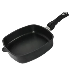 ماهیتابه مربع دسته بازشو AMT با طول 28 و ارتفاع 5 سانتی‌متر کد E285z