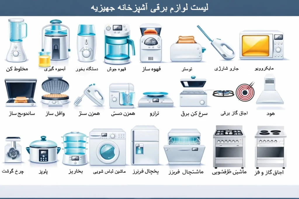 لیست لوازم برقی آشپزخانه جهیزیه